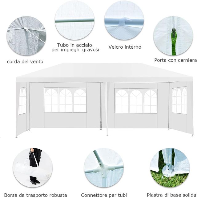 Gazebo da Giardino 6 x 3 m, Tendone per Feste con 