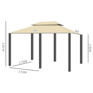 Gazebo da Giardino 3x4 m con Tende e Tetto a 2 Liv