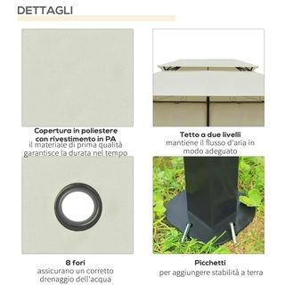 Gazebo da Giardino 3x4 m con Tende e Tetto a 2 Liv
