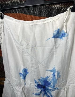 Ralph Lauren White Blue Flower Silk M