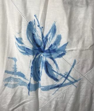 Ralph Lauren White Blue Flower Silk M