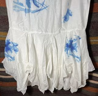 Ralph Lauren White Blue Flower Silk M