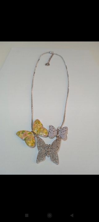 Collana colore oro e argento con farfalle donna