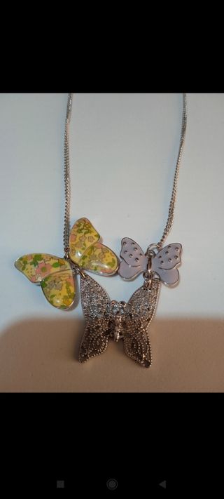 Collana colore oro e argento con farfalle donna