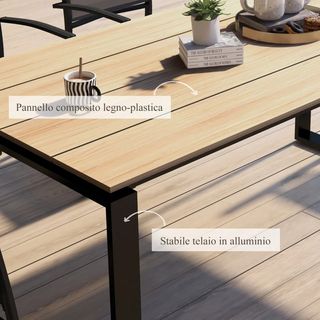 Tavolo da giardino rettangolare in alluminio con
