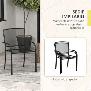 Set di 2 sedie da giardino impilabili salvaspazio