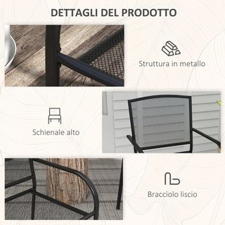 Set di 2 sedie da giardino impilabili salvaspazio