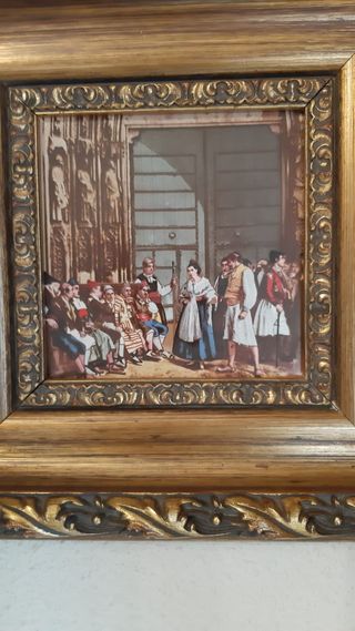 Cuadro antiguo con marco de madera