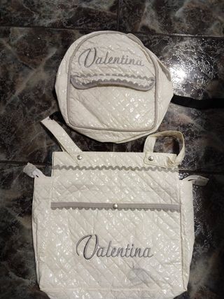 Bolso y mochila con el nombre Valentina