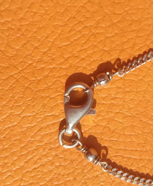 Collana in argento 925  con perline di ambra