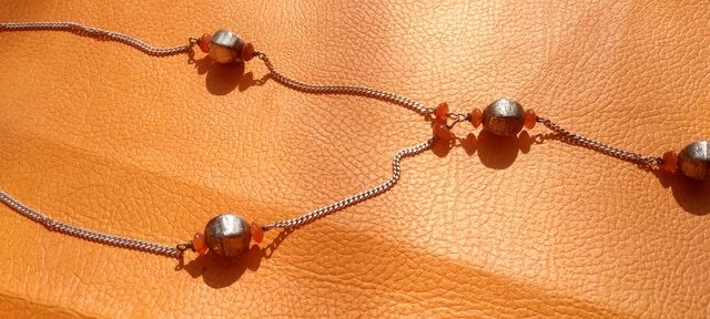 Collana in argento 925  con perline di ambra