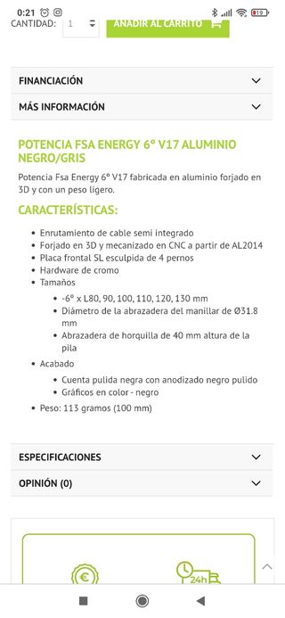 Potencia FSA Energy 6° V17