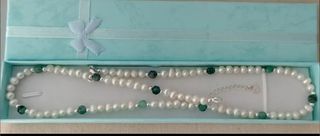 Conjunto completo, plata ley, perla, esmeralda 