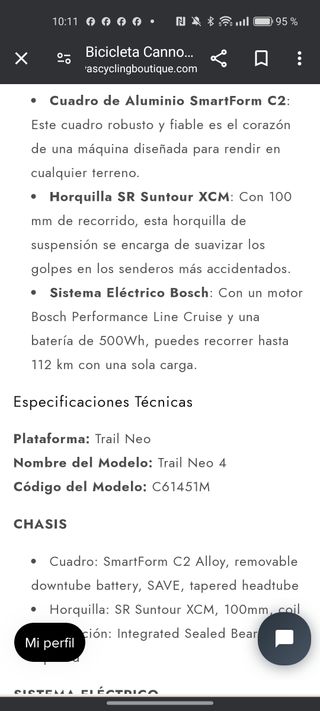 Bicicleta Eléctrica cannondale