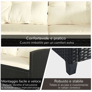 Set Mobili da Giardino 4 Pezzi in Rattan PE e Tavo