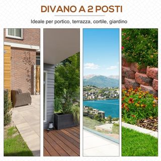 Divano a 3 Posti in PP Plastica ad Effetto Rattan