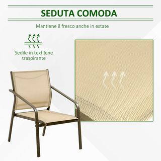 Set da Giardino 4 Pezzi con 2 Sedie, 1 Divanetto e
