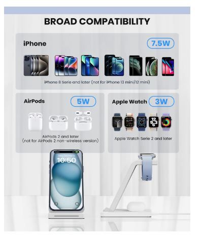 CARGADOR INALAMBRICO 3 EN 1 IPHONE-APPLE WATCH-AIR