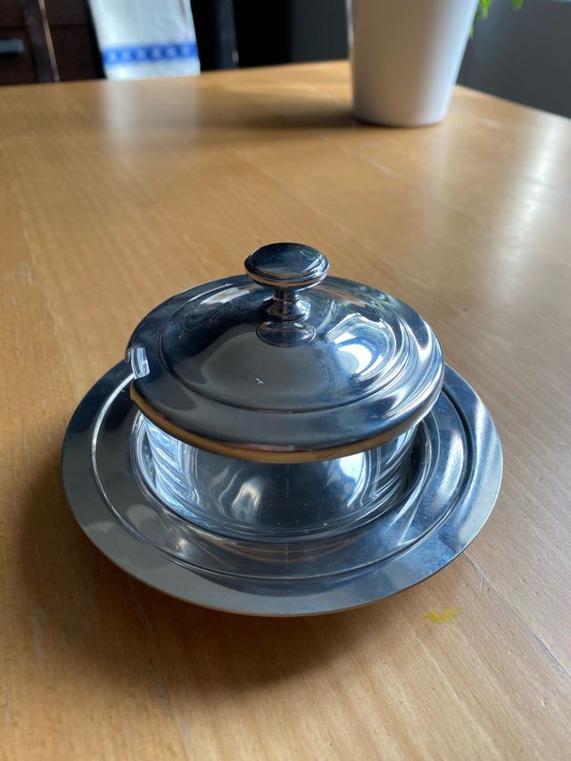 fornaggiera Sambonet acciaio e cristallo