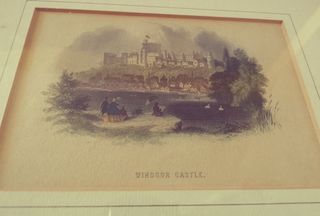 Windsor Castle con cornice di legno dorata
