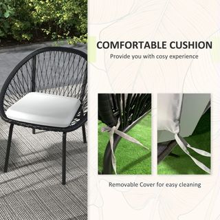 Set da Giardino con 2 Sedie con Cuscino e Tavolino