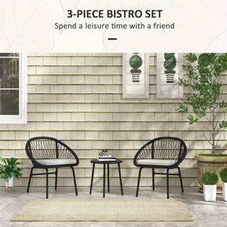 Set da Giardino con 2 Sedie con Cuscino e Tavolino