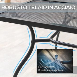 Tavolo da Giardino Rettangolare con Piano d'Appogg