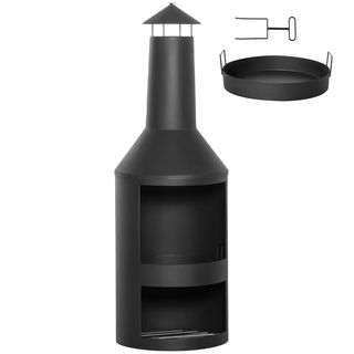 Braciere da Giardino in Metallo con Camino, Porta