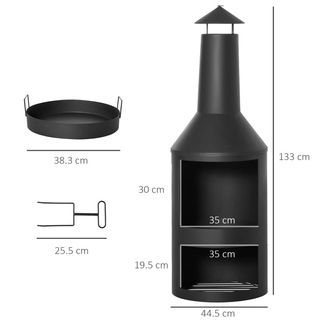Braciere da Giardino in Metallo con Camino, Porta