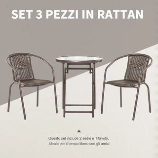 Set Tavolo Pieghevole e 2 Sedie da Giardino in Acc