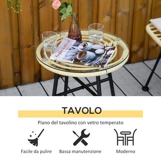 Set Mobili da Giardino 3 Pezzi con Tavolino e Sedi