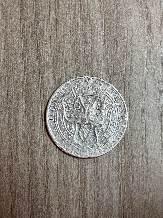 Moneta collezione 1 fiorino 2 scellini silver 1899