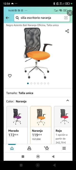 Silla escritorio oficina respaldo alto