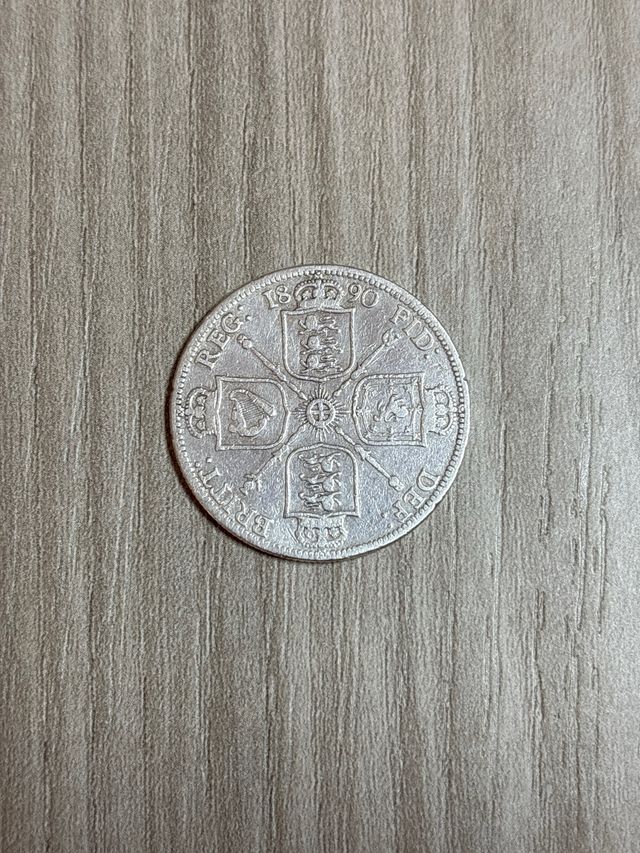 Moneta 2 scellini regina vittoria 1890 silver