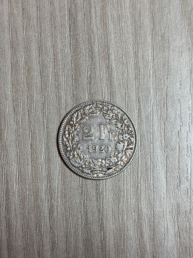 Moneta collezione 2 franchi svizzera 1920 silver