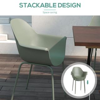 Set 4 Sedie da Giardino Impilabili con Piedini Ant