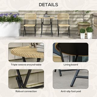 Set da Giardino 3 Pezzi in Rattan e Acciaio, 2 Sed