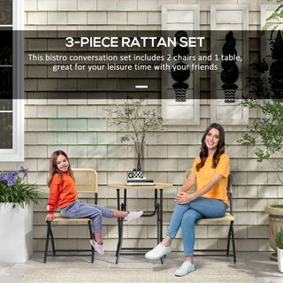 Set da Giardino 3 Pezzi in Rattan e Acciaio, 2 Sed