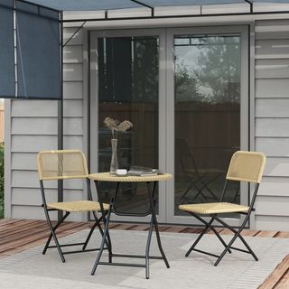 Set da Giardino 3 Pezzi in Rattan e Acciaio, 2 Sed
