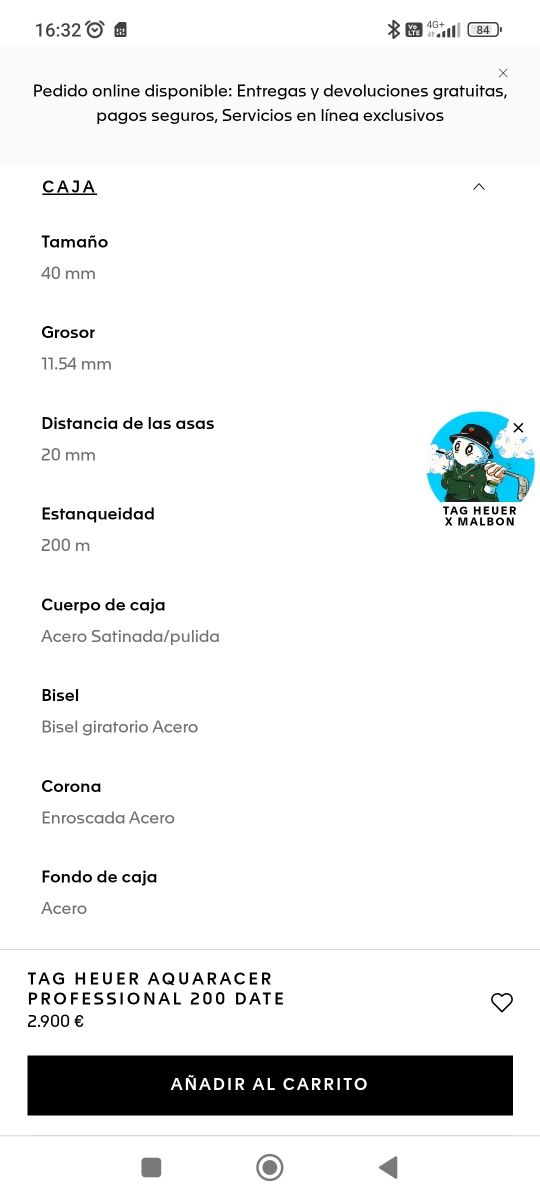 Reloj tag heuer profesional 200