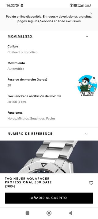 Reloj tag heuer profesional 200