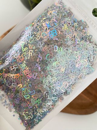 SET - 4x10gr glitter alfabeto inglese per resina