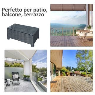Tavolino da Esterni in Rattan PE con Piano in Vetr