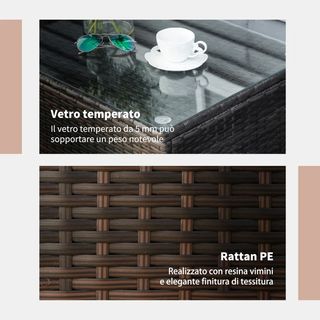 Tavolino da Giardino in Vetro Temperato 5mm Rettan