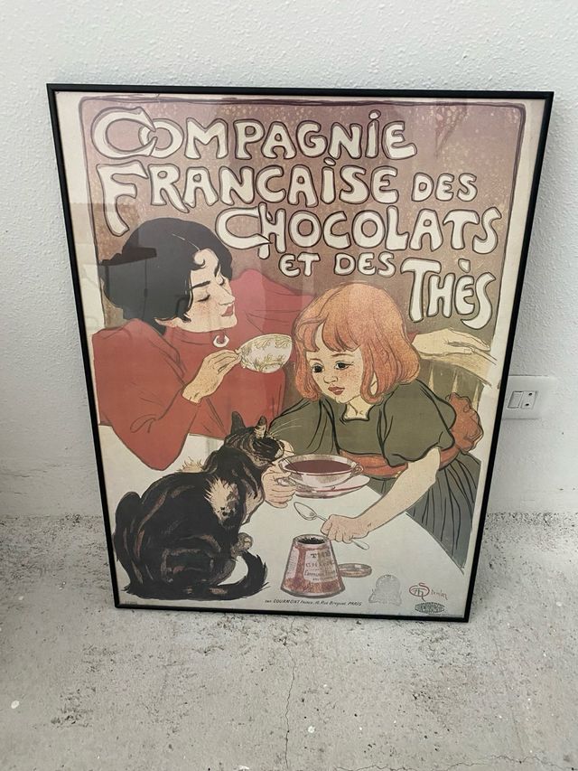 Lámina dos chicas tomando chocolate y té