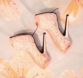 Zapatos fiesta rosa tacón alto. N°35