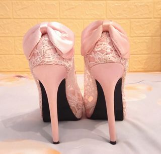 Zapatos fiesta rosa tacón alto. N°35