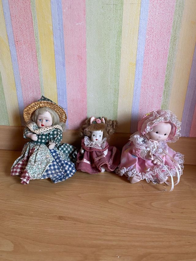 Pack de 3 muñecas de porcelana