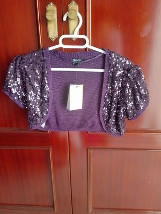 Bolero morado de punto y lentejuelas