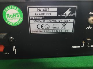 Amplificador marca MONACOR PA-402